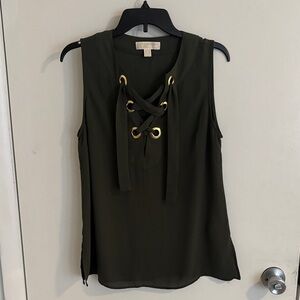 Michael Kors Olive Lace-Up Blouse